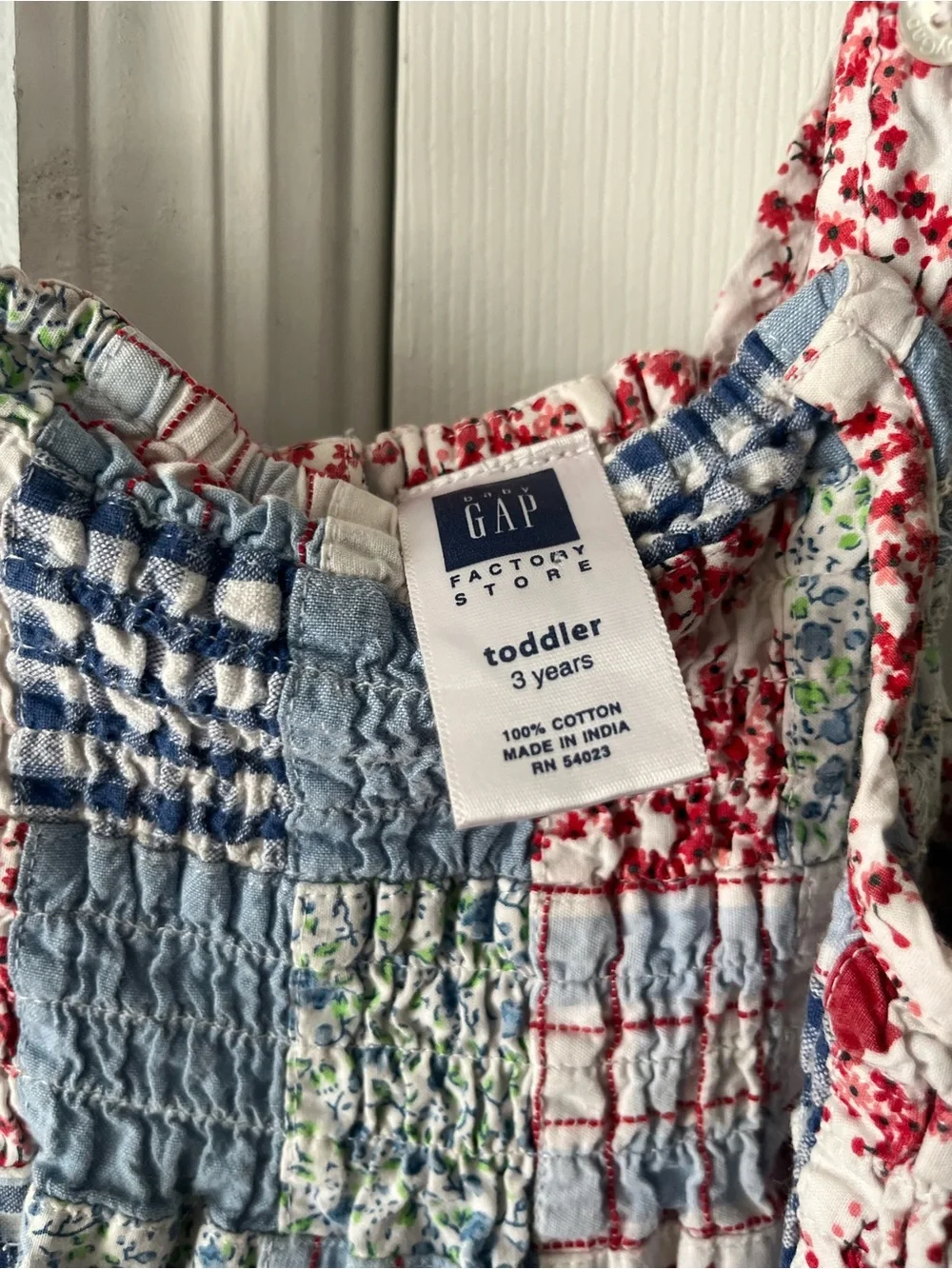 Baby GAP Toddler Patchwork Smocked Dress - Blue, Red, White, Americana